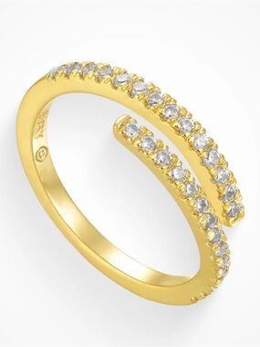 Gold Double-Row Pavé Crystal Open Ring